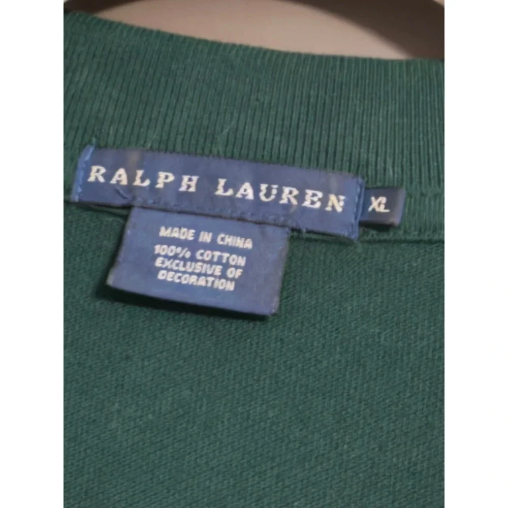 Ralph Lauren Mens Big Pony Polo Shirt Green Gold Shooting Patch XL Cotton Pique